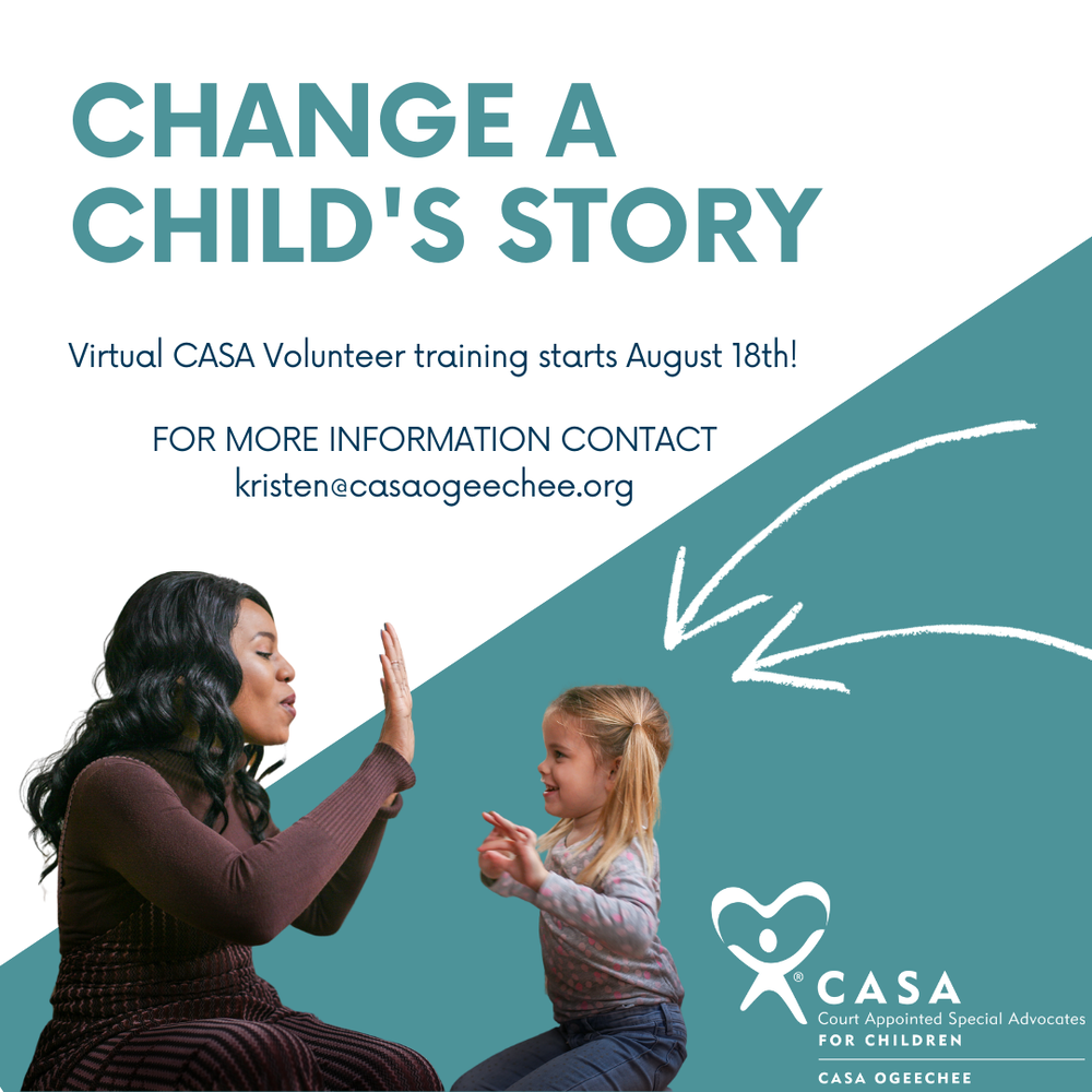 Virtual CASA Volunteer Training flyer